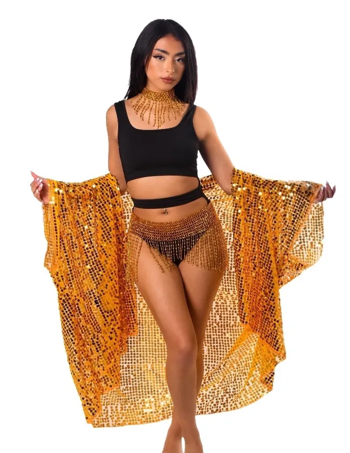 THE LUMI SHOP PreStyled Sets Sequin Kimono Amber Gold