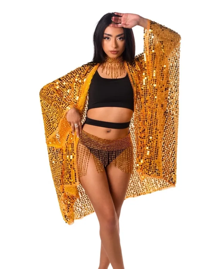 THE LUMI SHOP PreStyled Sets Sequin Kimono Amber Gold