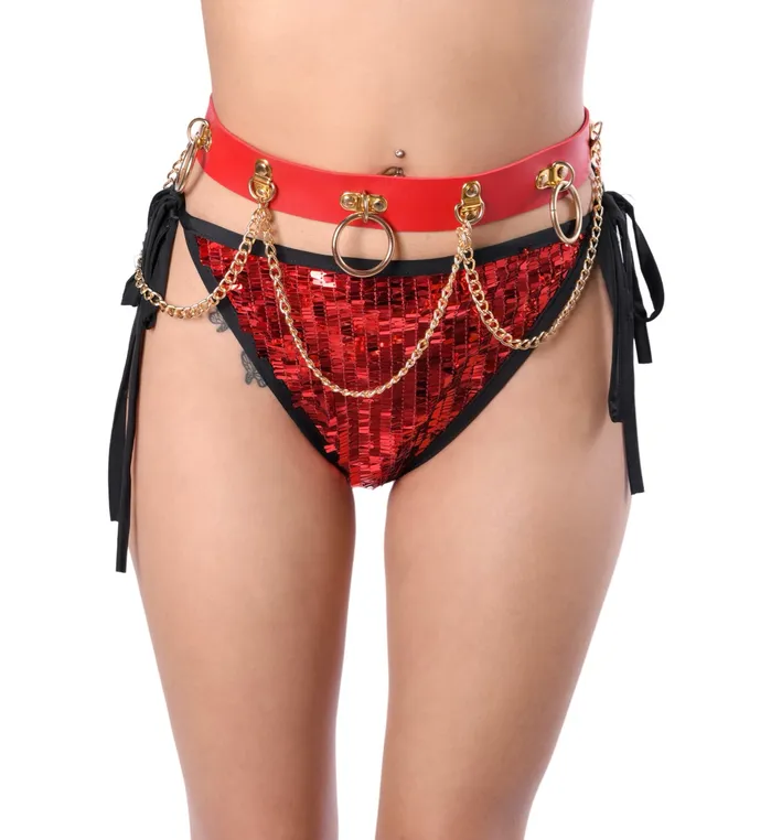 THE LUMI SHOP RedGold Vegan Leather Harness Belt Earrings