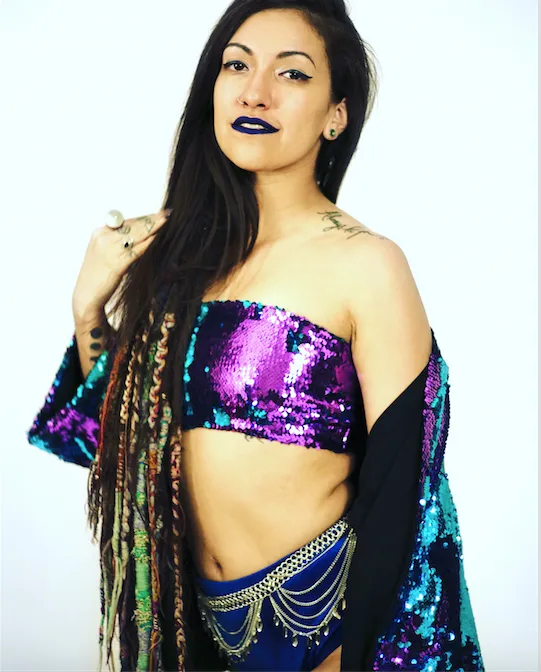 THE LUMi SHOP Rings Reversible Sequin Top Blue Pink