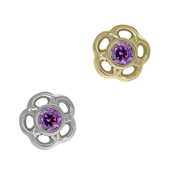 threadless 15mm Tama End in Gold with BrilliantCut Gem Anatometal Earrings
