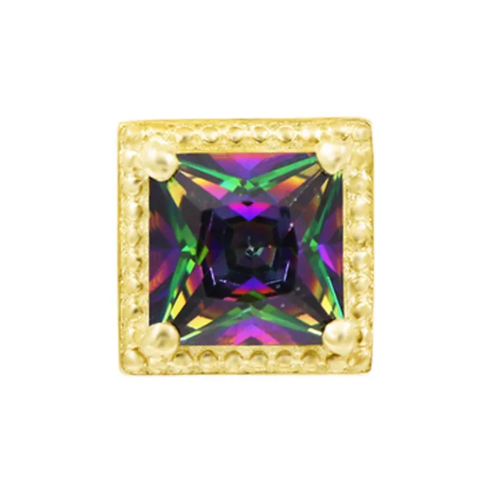 threadless Queen Mystic End in Gold with Mystic Topaz Junipurr Jewelry Earrings