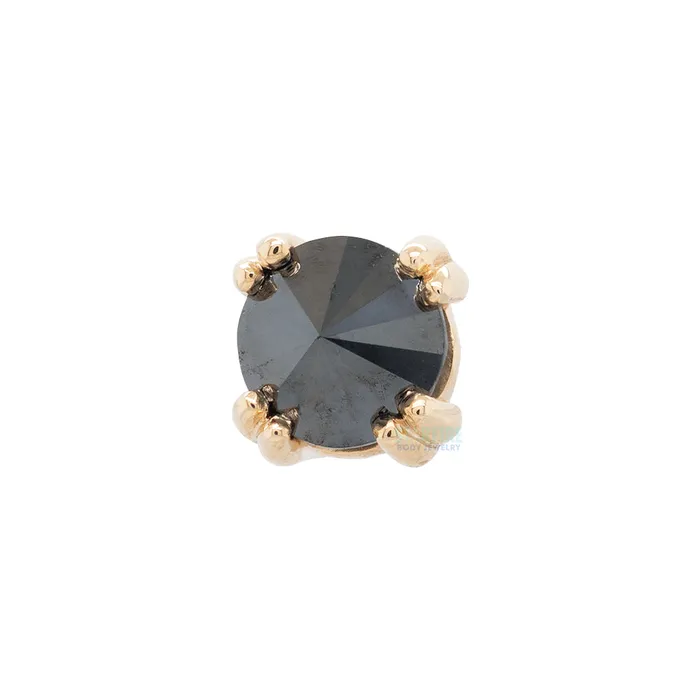 threadless Reverse Set Black DIAMOND Cabochon Prong Set Pin in Gold Body Vision BVLA Earrings threadless Reverse Set Black DIAMOND Cabochon Prong Set Pin in Gold Body Vision BVLA Earrings