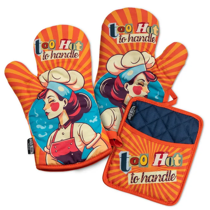 Too Hot To Handle Oven Mitts And Potholder Set Oven Mitts Co Earrings