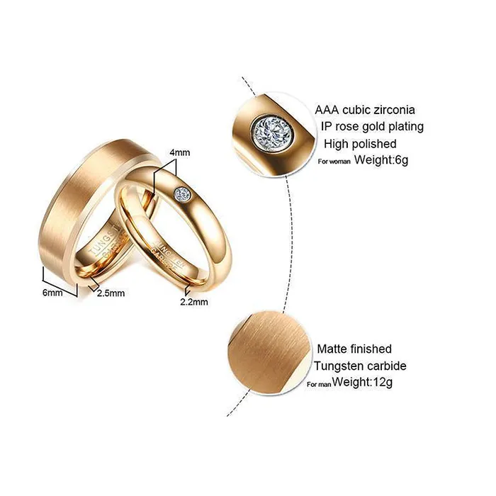 Tungsten Couple Rings Earrings Melodic