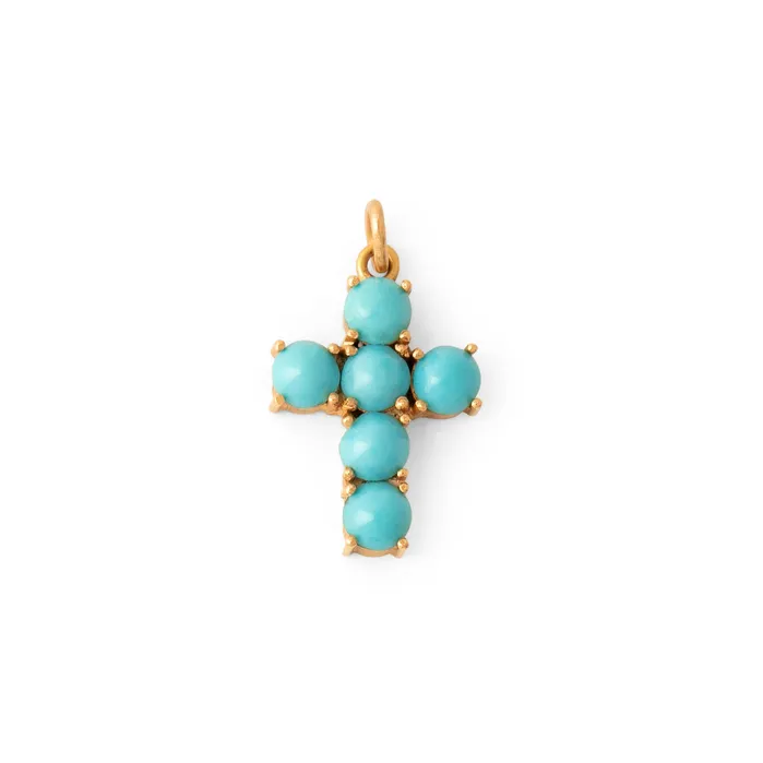 Turquoise and 18k Gold Cross Charm Vintage PreStyled Sets
