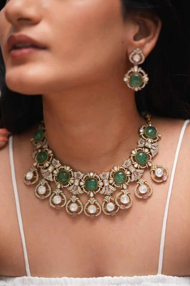 Vaidehi Polki Heavy Necklace Set Attrangi Necklaces