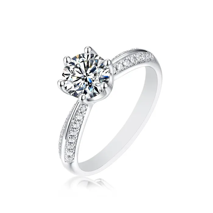 vendorunknown Rings Wholesale Womens 3 CT Moissanite Pave Ring in 925 Sterling Silver vendorunknown Rings Wholesale Womens 3 CT Moissanite Pave Ring in 925 Sterling Silver