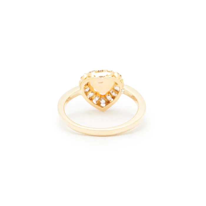 Victorian Opal Heart And Diamond Cluster 14k Gold Ring Antique Rings