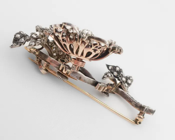 Victorian RoseCut Diamond Floral Brooch Isadoras A Rings