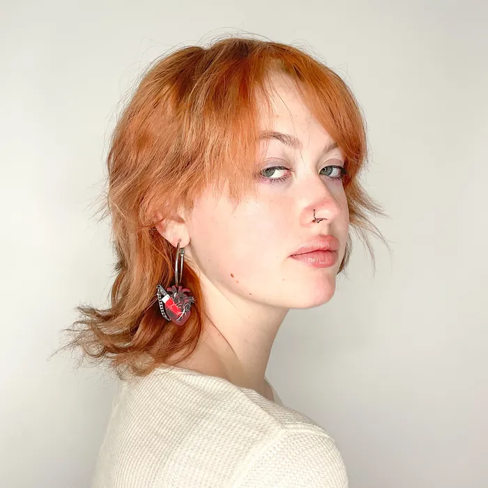 VincaUSA Rings Chopped Heart Hoops RedSilverBlack