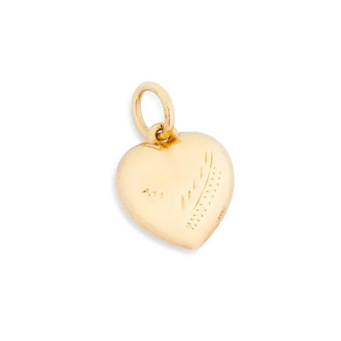 Vintage Charm Necklaces English 9K Engraved Heart Charm