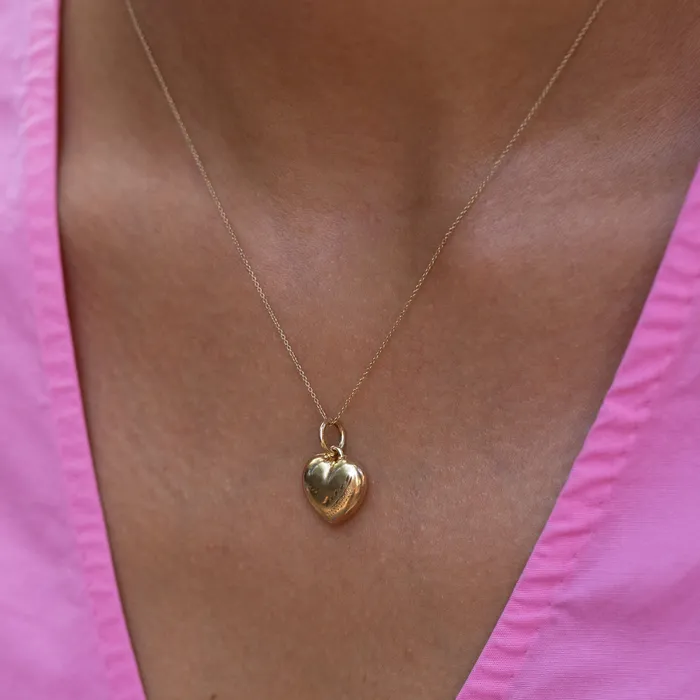 Vintage Charm Necklaces English 9K Engraved Heart Charm