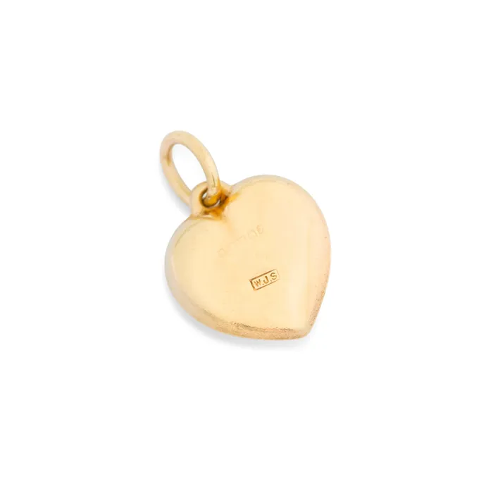 Vintage Charm Necklaces English 9K Engraved Heart Charm