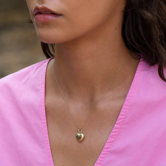 Vintage Charm Necklaces English 9K Engraved Heart Charm