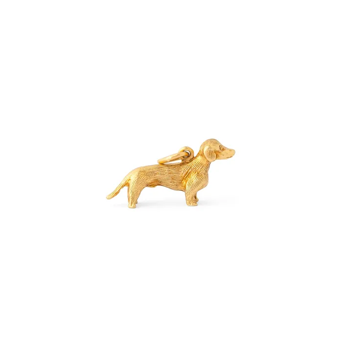 Vintage Dachshund 10k Gold Dog Charm Earrings