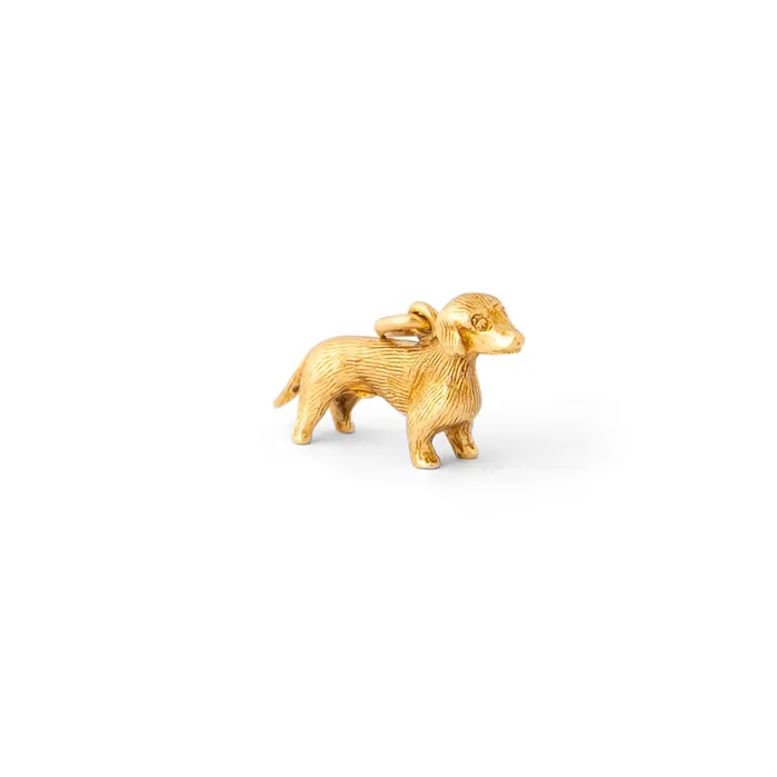 Vintage Dachshund 10k Gold Dog Charm Earrings