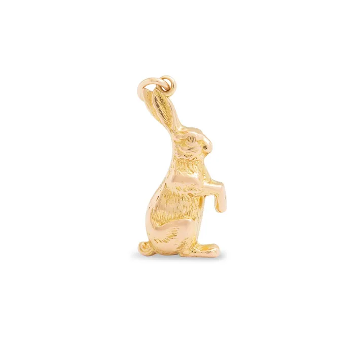 Vintage Earrings Bunny Rabbit 14k Gold Charm