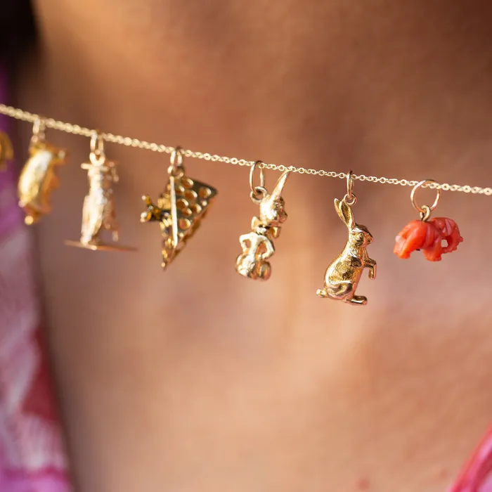 Vintage Earrings Bunny Rabbit 14k Gold Charm