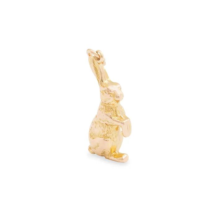 Vintage Earrings Bunny Rabbit 14k Gold Charm