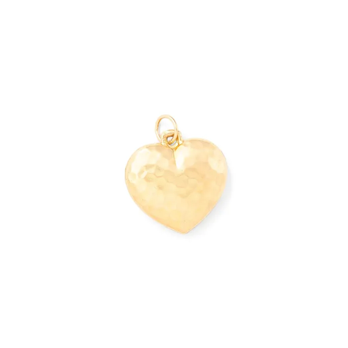 Vintage Earrings Large Hammered 14K Gold Heart Charm
