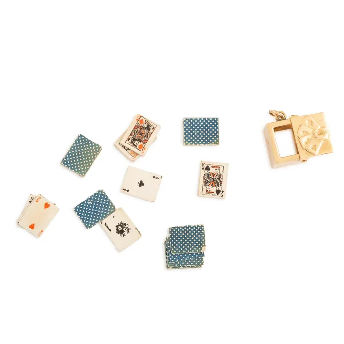 Vintage Earrings Movable 14k Gold Deck Of Cards Charm