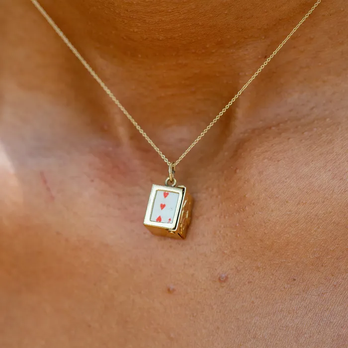 Vintage Earrings Movable 14k Gold Deck Of Cards Charm
