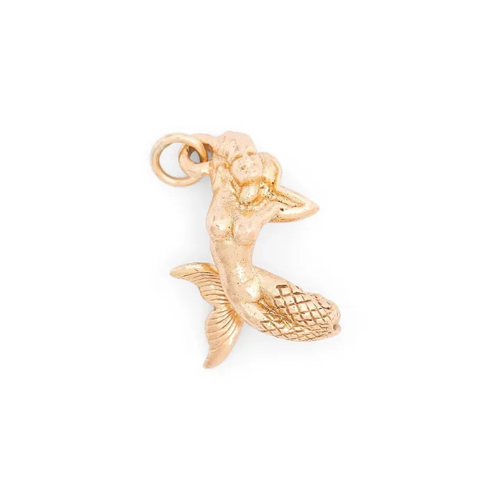 Vintage Earrings Movable Mermaid 14k Gold Charm