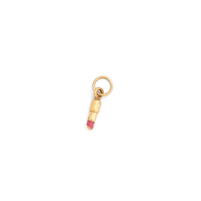 Vintage Miniature Pink Enamel and 14K Gold Lipstick Charm Earrings