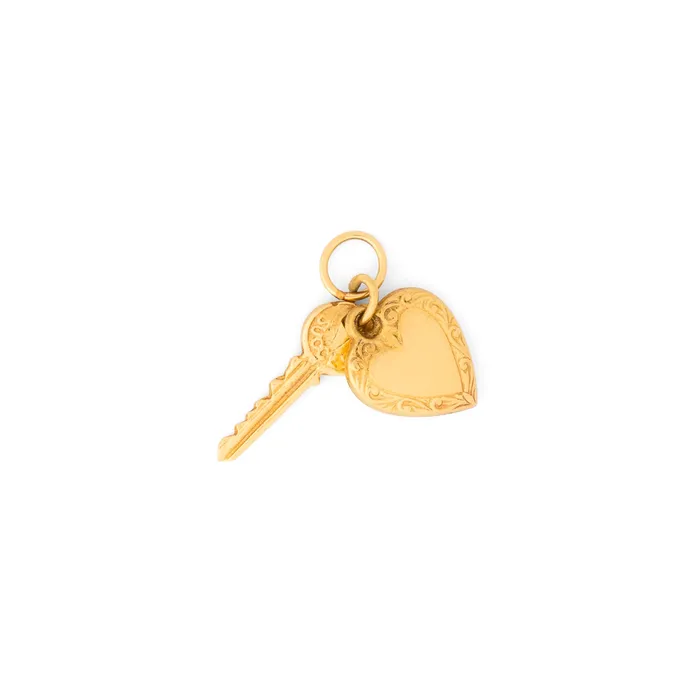 Vintage Necklaces Heart And Key 14k Yellow Gold Charm
