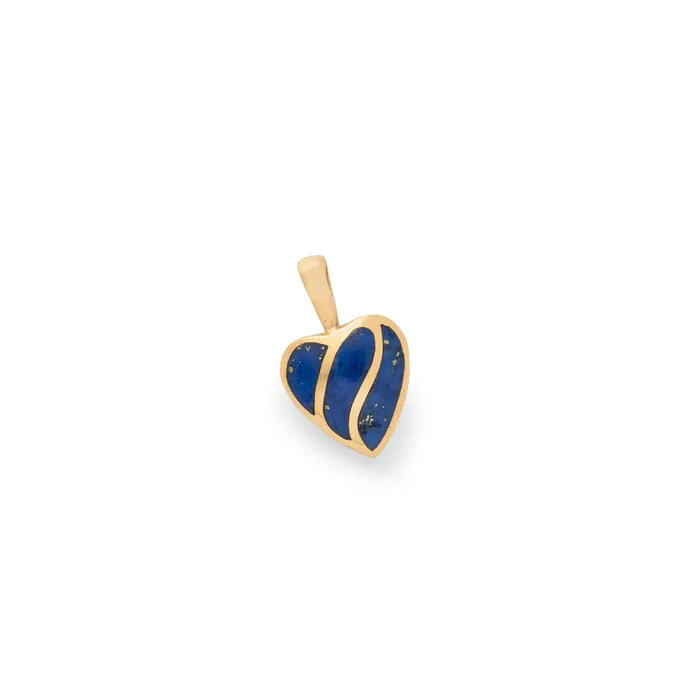 Vintage Necklaces Lapis Inlay and 14K Gold Heart Charm