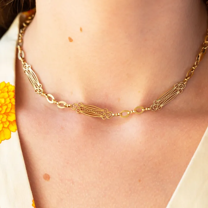 Vintage Necklaces Ornate 14k Gold Chain Necklace And Convertible Bracelets