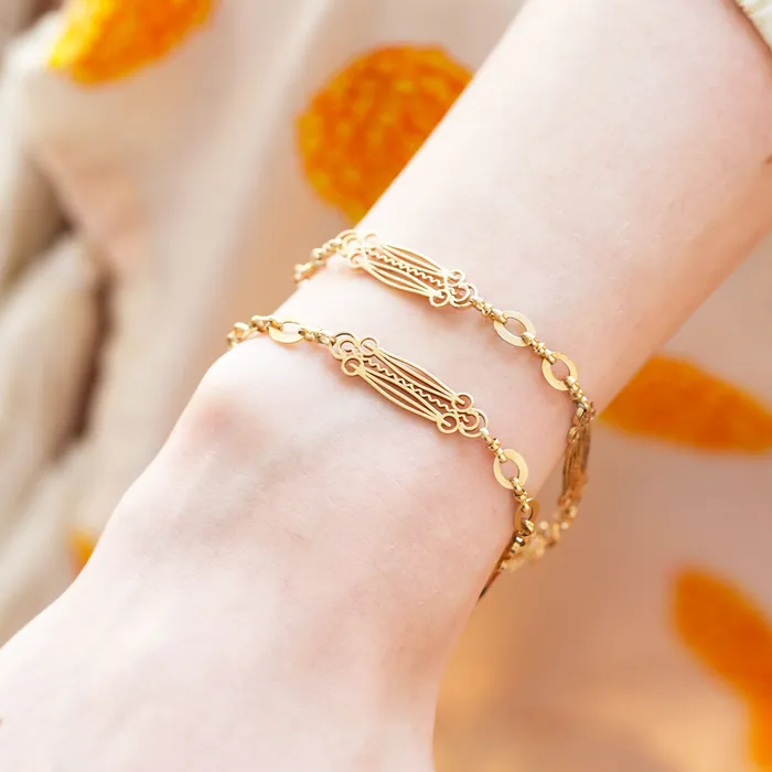 Vintage Necklaces Ornate 14k Gold Chain Necklace And Convertible Bracelets