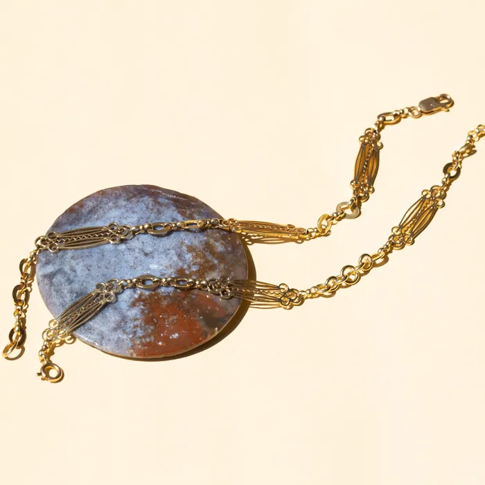 Vintage Necklaces Ornate 14k Gold Chain Necklace And Convertible Bracelets