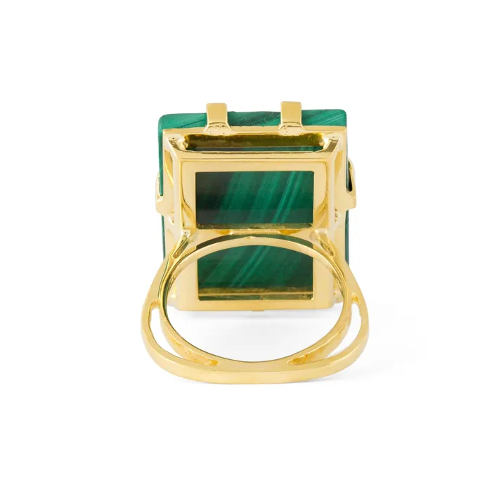 Vintage Rings Aries 18k Gold and Malachite Zodiac Ring