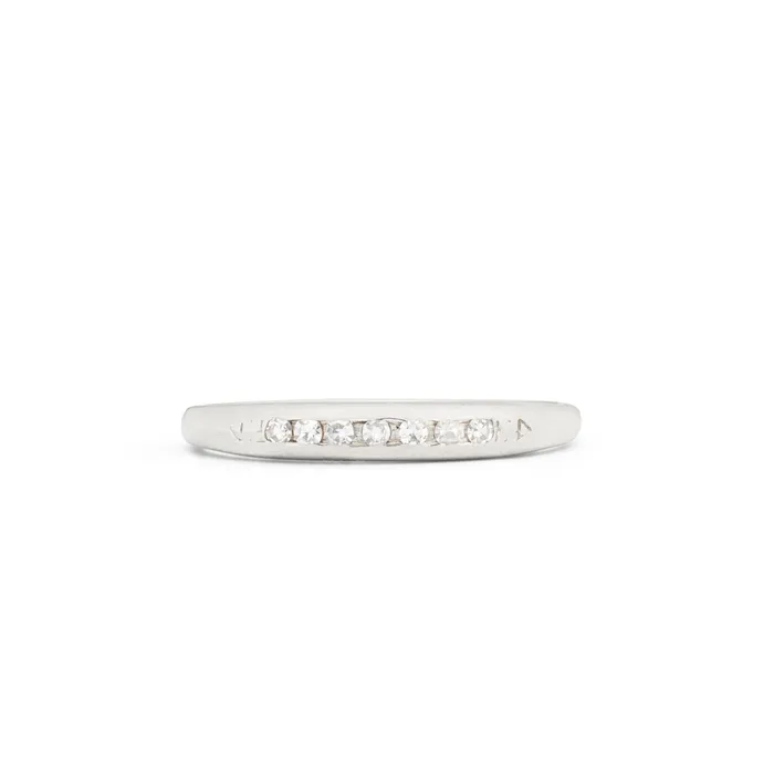 Vintage Rings Diamond And 18K White Gold Half Band
