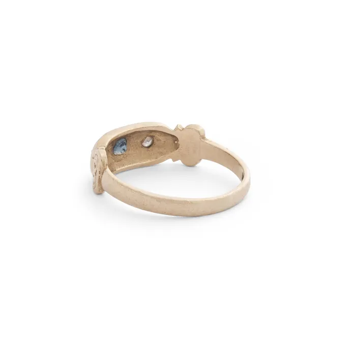 Vintage Rings English Sapphire and Diamond 9k Gold Gypsy Ring