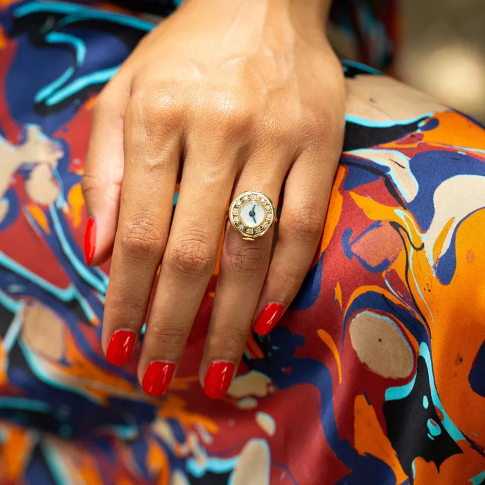 Vintage Rings MidCentury Diamond and 14K Gold Watch Ring