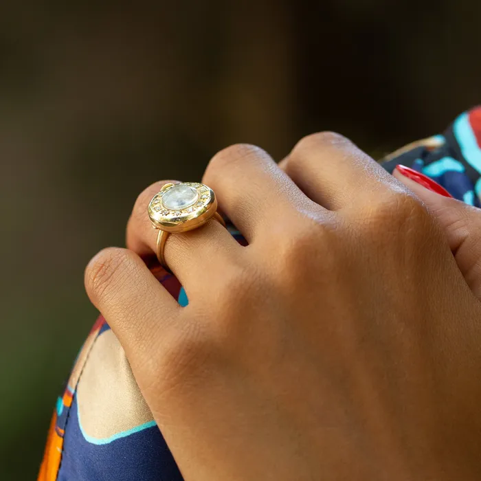 Vintage Rings MidCentury Diamond and 14K Gold Watch Ring