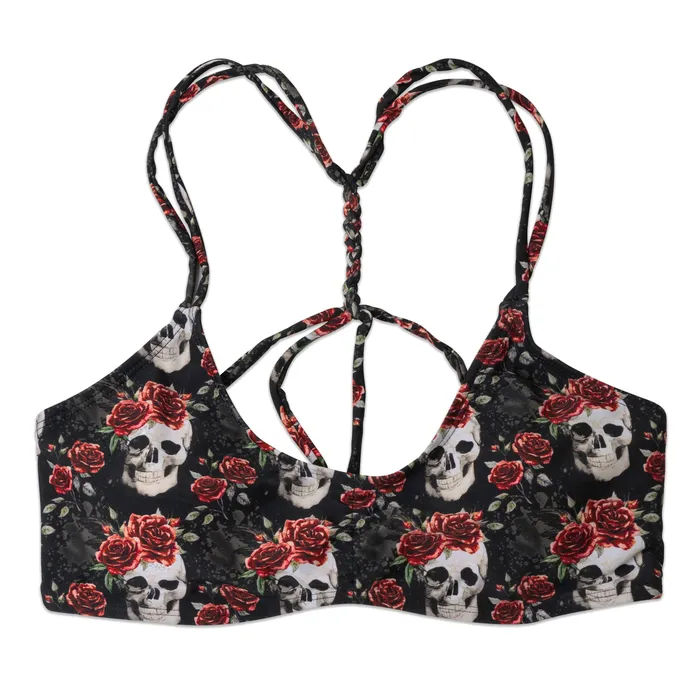 Vintage Skulls Flower Bikini Top Skullistic Earrings
