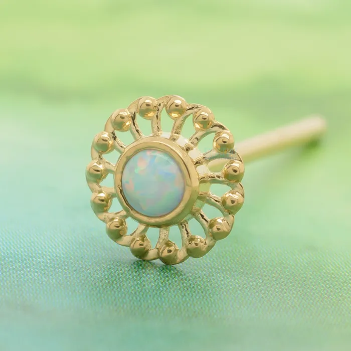 Virtue Nostril Screw in Gold with Opal Anatometal Earrings