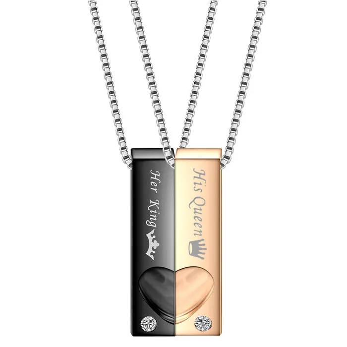 worldnetgifts His Queen Her King Couple Necklace Worldnetgifts Necklaces