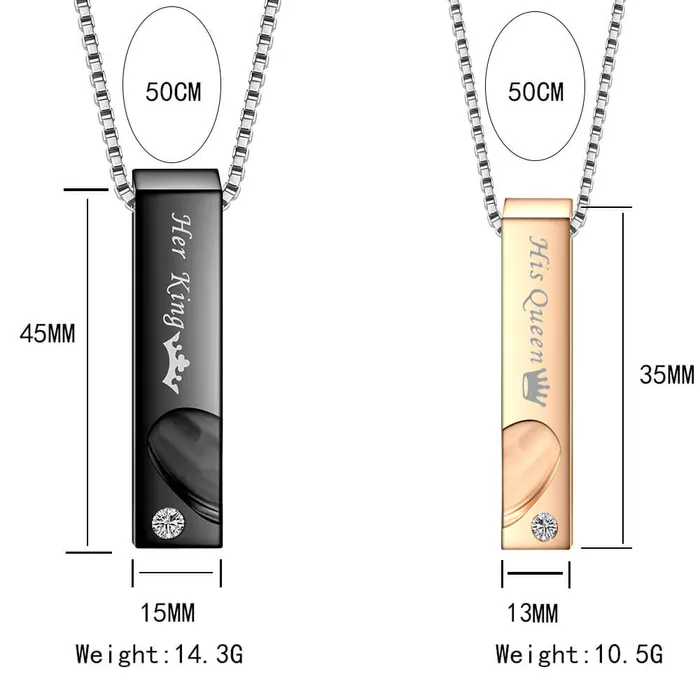 worldnetgifts His Queen Her King Couple Necklace Worldnetgifts Necklaces