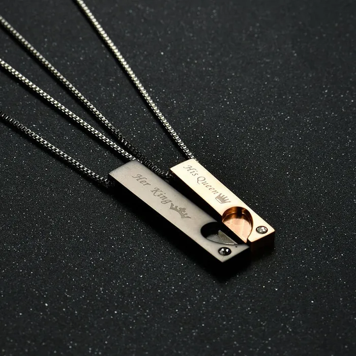 worldnetgifts His Queen Her King Couple Necklace Worldnetgifts Necklaces
