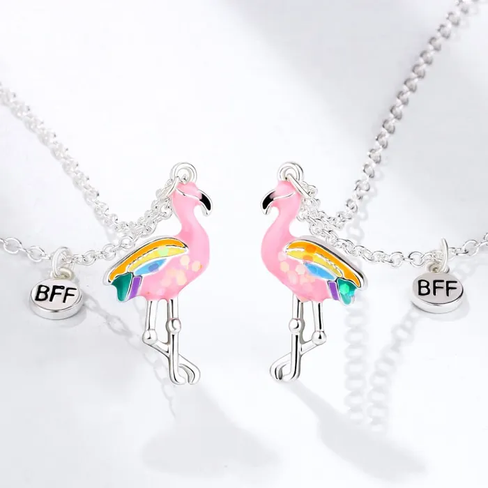 worldnetgifts Necklaces Flamingo Bff Necklace Magnetic for 2 Girls