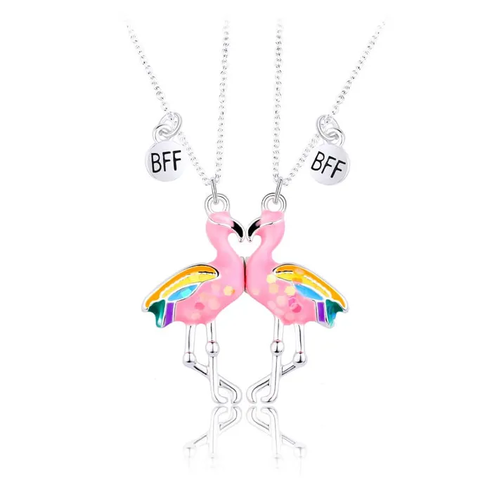 worldnetgifts Necklaces Flamingo Bff Necklace Magnetic for 2 Girls