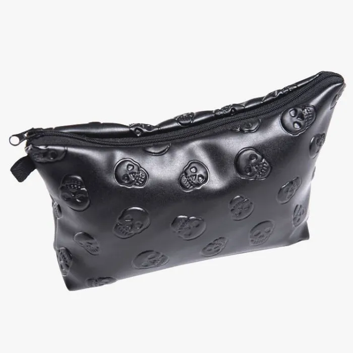Zapps Clothing Rings Black Skulls Makeup Bag